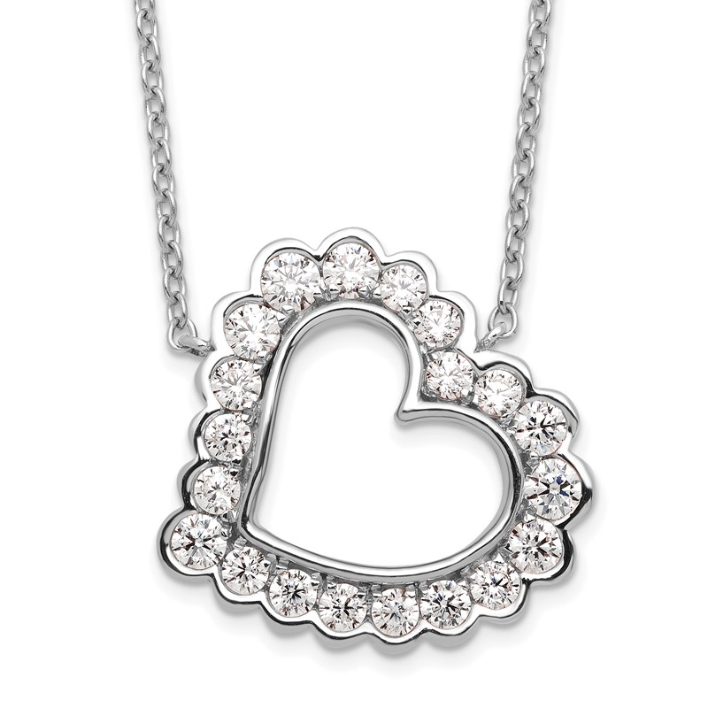 14k White Gold 3/4 carat Lab Grown Diamond VS/SI+ G+ 18 inch Heart Necklace