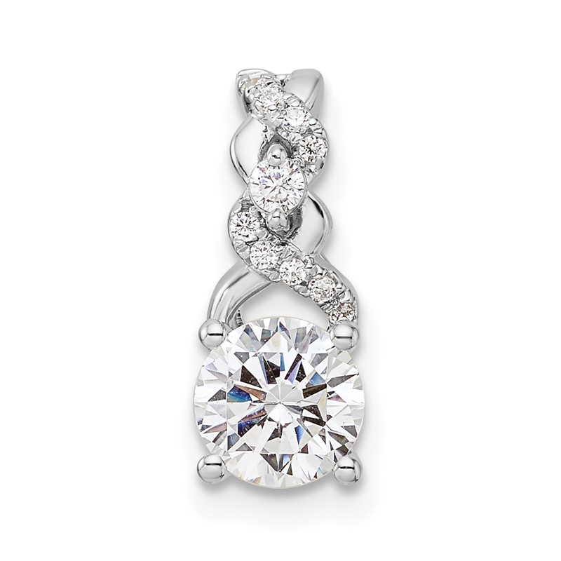 14k White Gold 3/4 carat Lab Grown Diamond VS/SI+ G+ Fashion Chain Slide Pendant