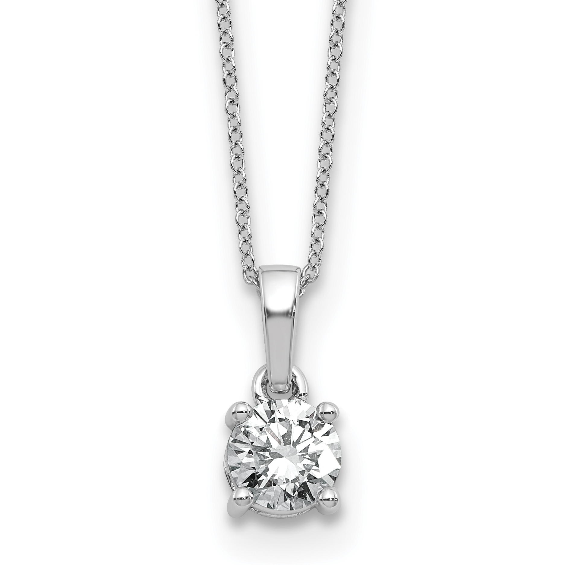14k White Gold 1/2 carat Lab Grown Diamond VS/SI+ G+ Complete 18 inch Solitaire Pendant Necklace (PM9202-050-WLG)