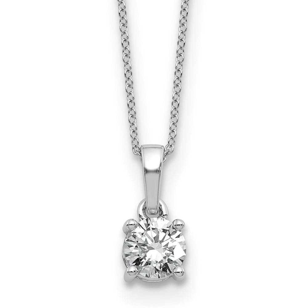 14k White Gold 1/2 carat Lab Grown Diamond VS/SI+ G+ Complete 18 inch Solitaire Pendant Necklace (PM9202-050-WLG)