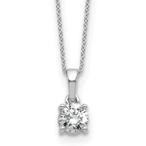 14K White Gold 0.50 Carat Lab Grown Diamond VS SI+ G+ Complete Solitaire Pendant Necklace, 18"