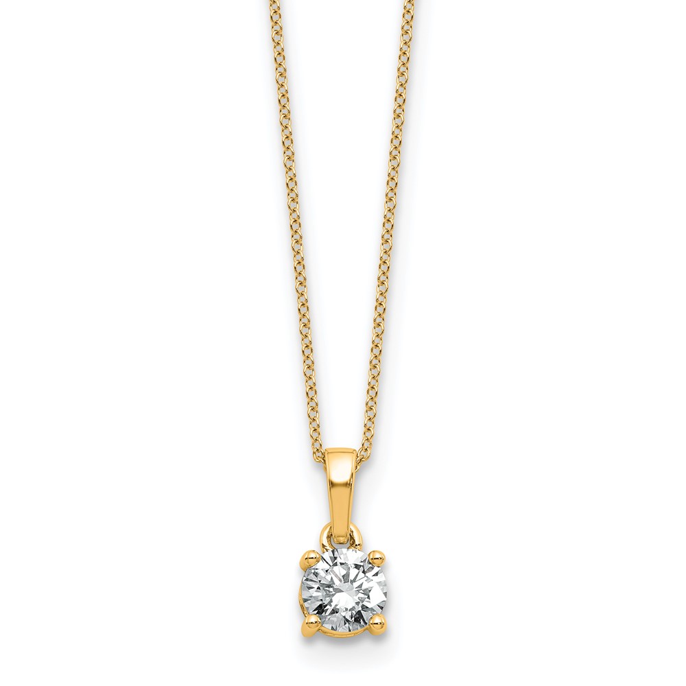14K Yellow Gold 0.50 Carat Lab Grown Diamond VS SI+ G+ Complete Solitaire Pendant Necklace, 18"
