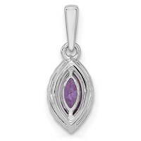 14K White Gold 0.10 Carat Lab Grown Diamond VS SI+ G+ and Amethyst February Birthstone Pendant view 3
