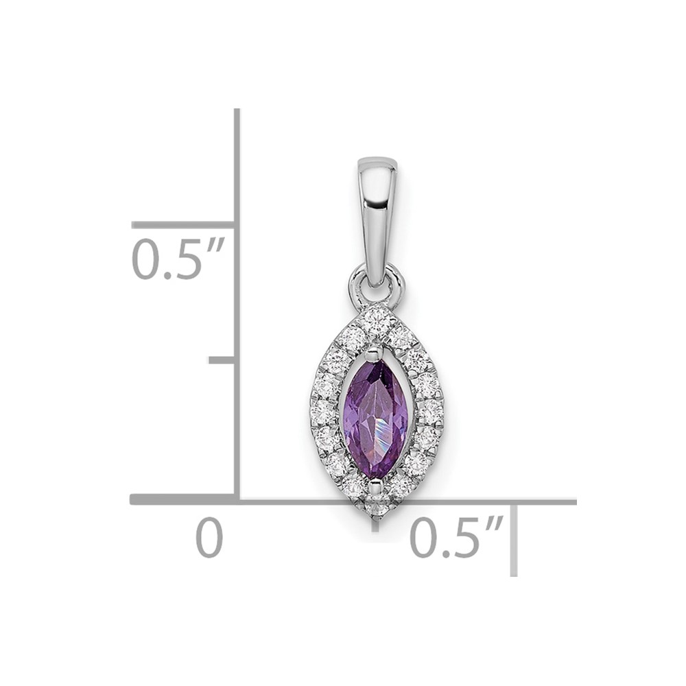 14k White Gold 1/10 carat Lab Grown Diamond VS/SI+ G+ and Amethyst February Birthstone Pendant (PM9354-AM-010-WLG)