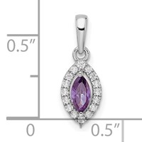 14K White Gold 0.10 Carat Lab Grown Diamond VS SI+ G+ and Amethyst February Birthstone Pendant view 4