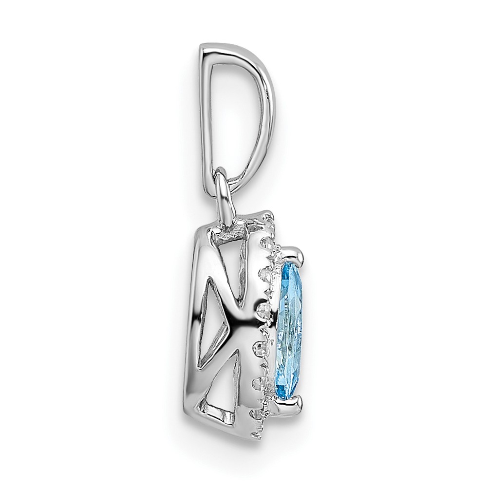 14k White Gold 1/10 carat Lab Grown Diamond VS/SI+ G+ and Aquamarine March Birthstone Pendant (PM9354-AQ-010-WLG)