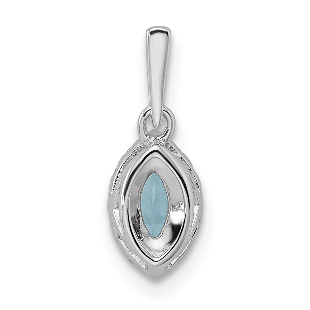 14k White Gold 1/10 carat Lab Grown Diamond VS/SI+ G+ and Aquamarine March Birthstone Pendant (PM9354-AQ-010-WLG)