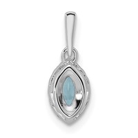 14K White Gold 0.10 Carat Lab Grown Diamond VS SI+ G+ and Aquamarine March Birthstone Pendant view 3
