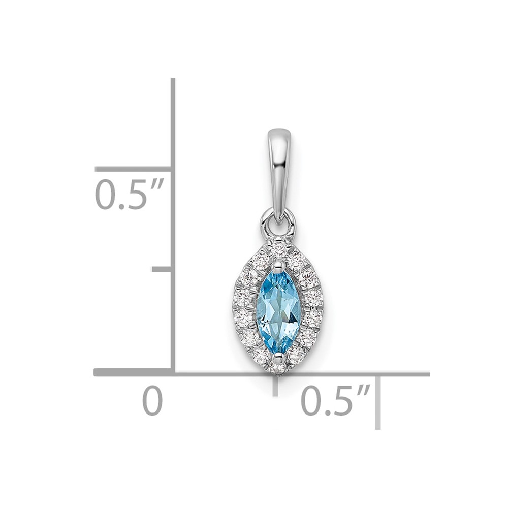 14k White Gold 1/10 carat Lab Grown Diamond VS/SI+ G+ and Aquamarine March Birthstone Pendant (PM9354-AQ-010-WLG)