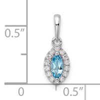 14K White Gold 0.10 Carat Lab Grown Diamond VS SI+ G+ and Aquamarine March Birthstone Pendant view 4