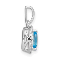 14K White Gold 0.10 Carat Lab Grown Diamond VS SI+ G+ and Blue Topaz December Birthstone Pendant view 2