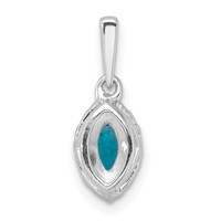 14K White Gold 0.10 Carat Lab Grown Diamond VS SI+ G+ and Blue Topaz December Birthstone Pendant view 3
