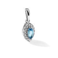 14K White Gold 0.10 Carat Lab Grown Diamond VS SI+ G+ and Blue Topaz December Birthstone Pendant view 5
