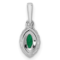 14K White Gold 0.10 Carat Lab Grown Diamond VS SI+ G+ and Lab Created Emerald May Birthstone Pendant view 3