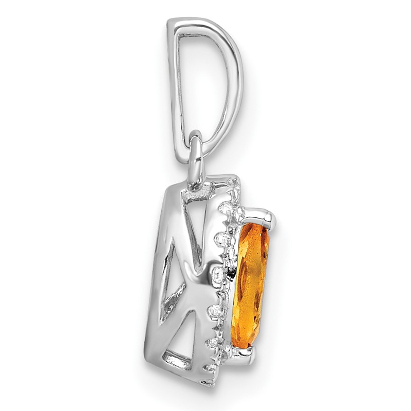14k White Gold 1/10 carat Lab Grown Diamond VS/SI+ G+ and Citrine November Birthstone Pendant