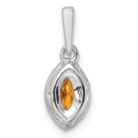 14K White Gold 0.10 Carat Lab Grown Diamond VS SI+ G+ and Citrine November Birthstone Pendant view 3