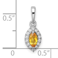 14K White Gold 0.10 Carat Lab Grown Diamond VS SI+ G+ and Citrine November Birthstone Pendant view 4