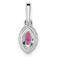 14K White Gold 0.10 Carat Lab Grown Diamond VS SI+ G+ and Lab Created Pink Sapphire October Birthstone Pendant view 3