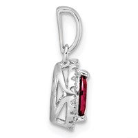 14K White Gold 0.10 Carat Lab Grown Diamond VS SI+ G+ and Lab Created Ruby July Birthstone Pendant view 2