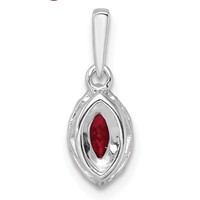 14K White Gold 0.10 Carat Lab Grown Diamond VS SI+ G+ and Lab Created Ruby July Birthstone Pendant view 3