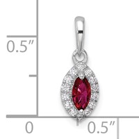 14K White Gold 0.10 Carat Lab Grown Diamond VS SI+ G+ and Lab Created Ruby July Birthstone Pendant view 4