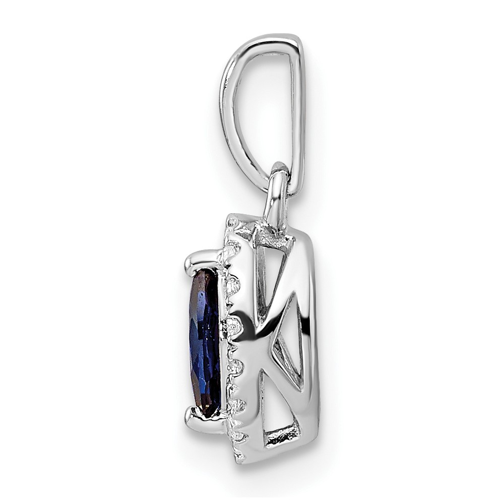 14k White Gold 1/10 carat Lab Grown Diamond VS/SI+ G+ and Lab Created Blue Sapphire September Birthstone Pendant (PM9354-CSA-010-WLG)