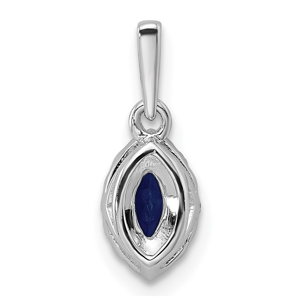14k White Gold 1/10 carat Lab Grown Diamond VS/SI+ G+ and Lab Created Blue Sapphire September Birthstone Pendant (PM9354-CSA-010-WLG)