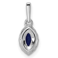 14K White Gold 0.10 Carat Lab Grown Diamond VS SI+ G+ and Lab Created Blue Sapphire September Birthstone Pendant view 3