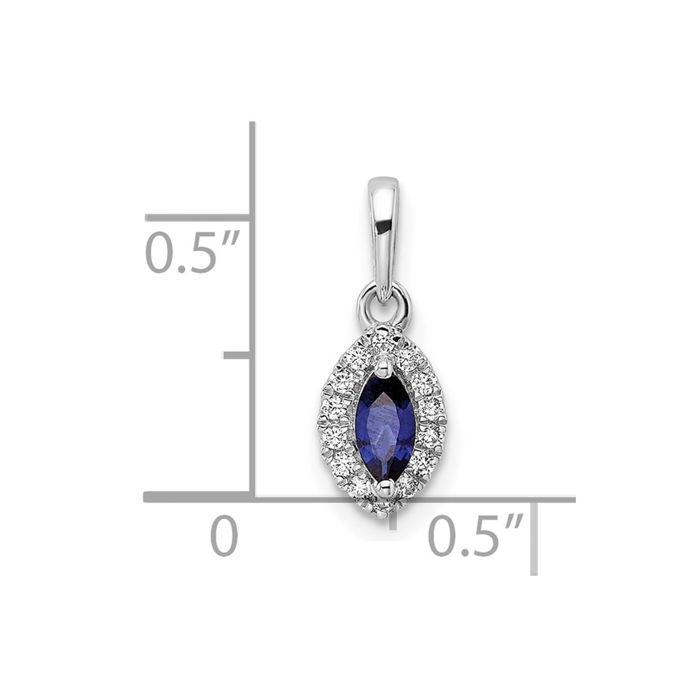 14k White Gold 1/10 carat Lab Grown Diamond VS/SI+ G+ and Lab Created Blue Sapphire September Birthstone Pendant (PM9354-CSA-010-WLG)