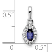14K White Gold 0.10 Carat Lab Grown Diamond VS SI+ G+ and Lab Created Blue Sapphire September Birthstone Pendant view 4