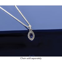 14K White Gold 0.10 Carat Lab Grown Diamond VS SI+ G+ and Lab Created Blue Sapphire September Birthstone Pendant view 5