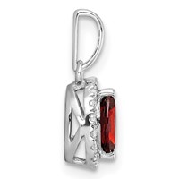 14K White Gold 0.10 Carat Lab Grown Diamond VS SI+ G+ and Garnet January Birthstone Pendant view 2