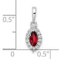 14K White Gold 0.10 Carat Lab Grown Diamond VS SI+ G+ and Garnet January Birthstone Pendant view 4