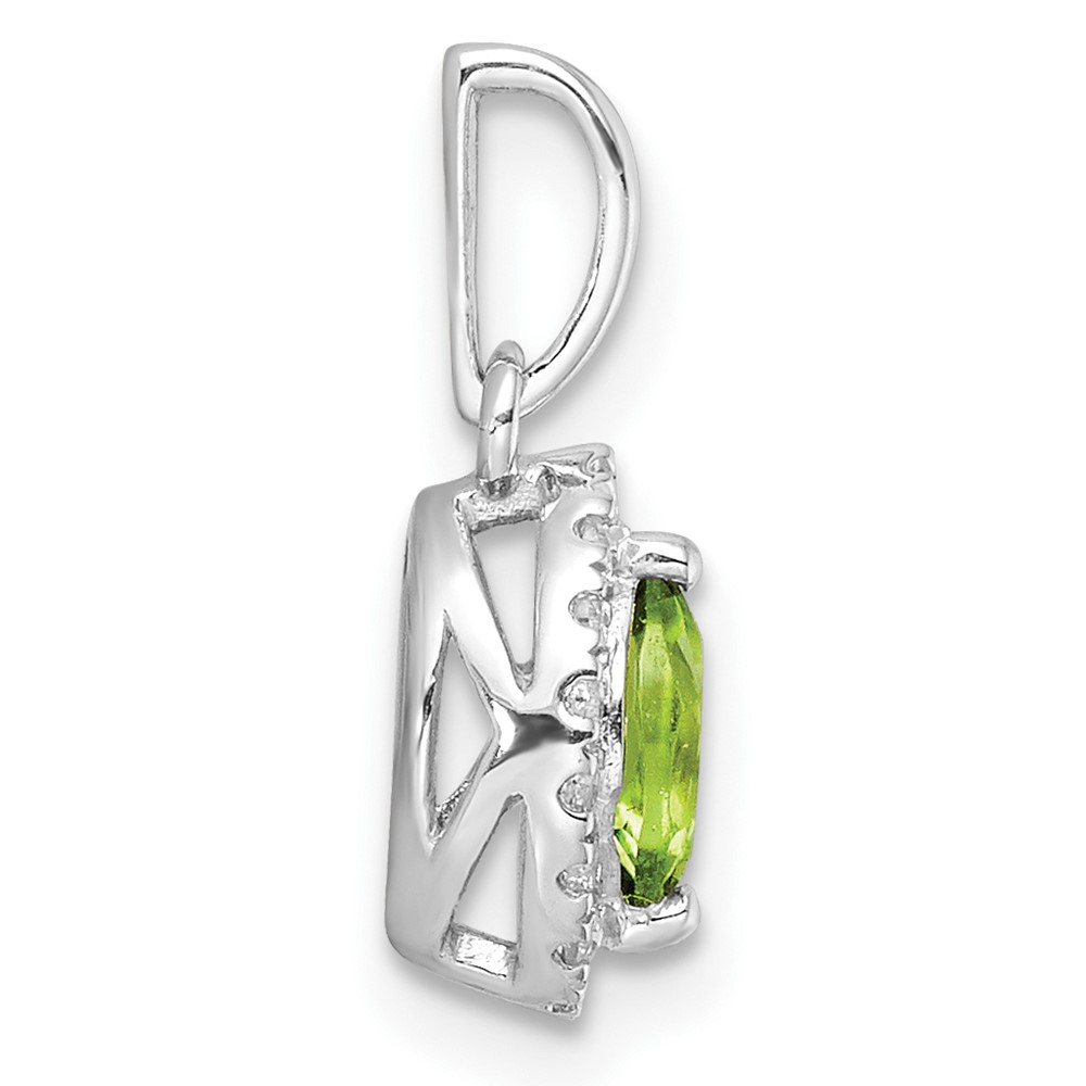 14k White Gold 1/10 carat Lab Grown Diamond VS/SI+ G+ and Peridot August Birthstone Pendant (PM9354-PE-010-WLG)