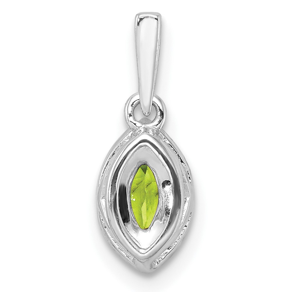 14k White Gold 1/10 carat Lab Grown Diamond VS/SI+ G+ and Peridot August Birthstone Pendant (PM9354-PE-010-WLG)