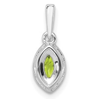 14K White Gold 0.10 Carat Lab Grown Diamond VS SI+ G+ and Peridot August Birthstone Pendant view 3