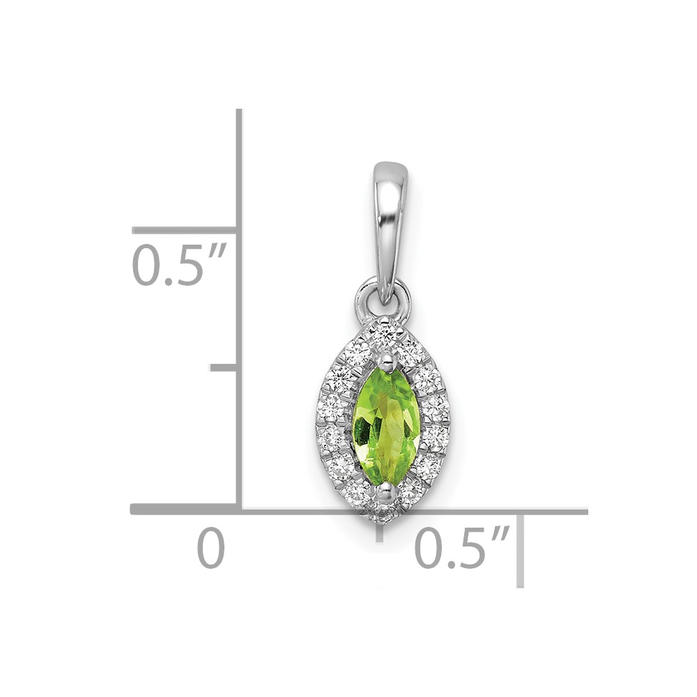 14k White Gold 1/10 carat Lab Grown Diamond VS/SI+ G+ and Peridot August Birthstone Pendant (PM9354-PE-010-WLG)