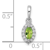 14K White Gold 0.10 Carat Lab Grown Diamond VS SI+ G+ and Peridot August Birthstone Pendant view 4