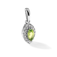 14K White Gold 0.10 Carat Lab Grown Diamond VS SI+ G+ and Peridot August Birthstone Pendant view 5