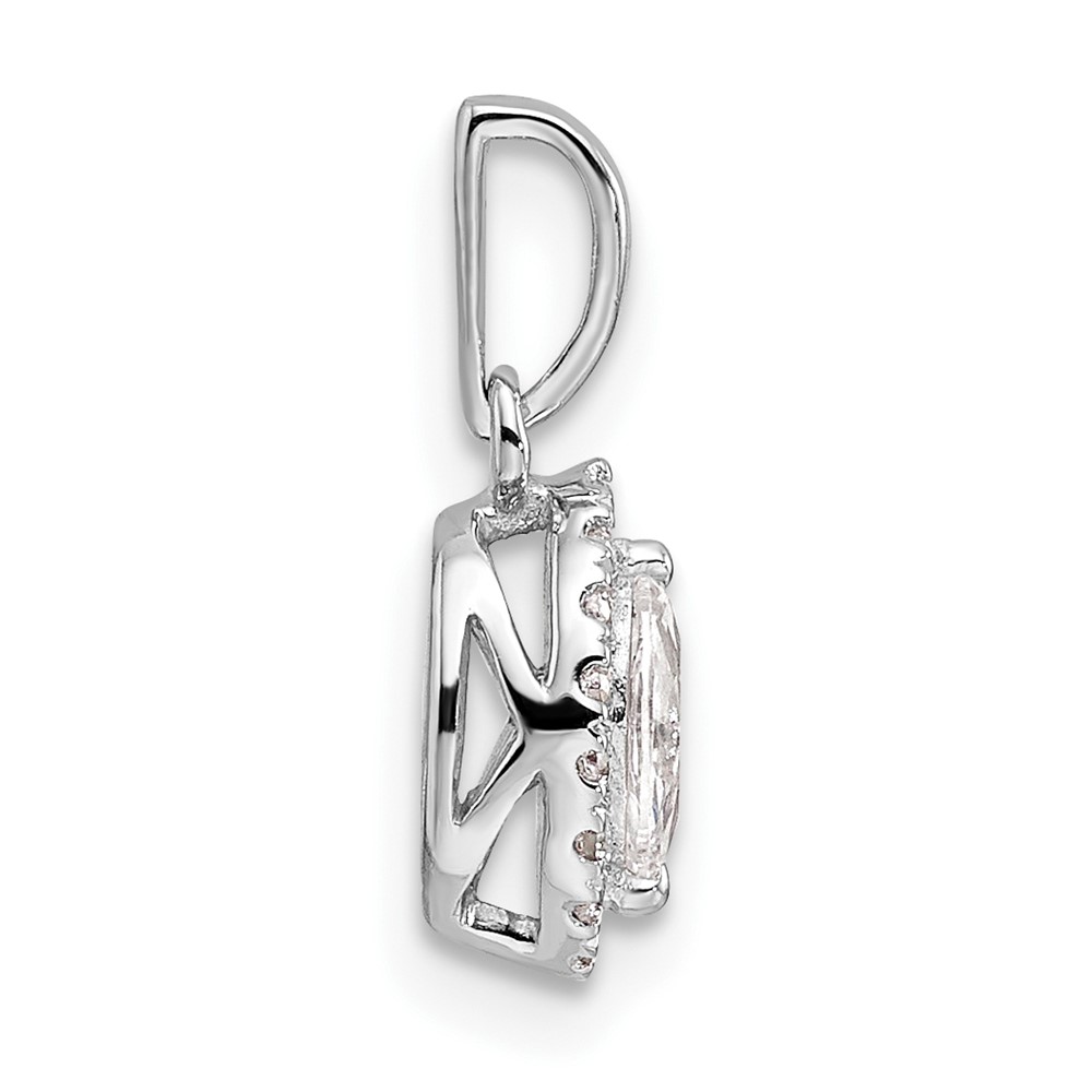 14k White Gold 1/10 carat Lab Grown Diamond VS/SI+ G+ and White Sapphire April Birthstone Pendant (PM9354-WS-010-WLG)