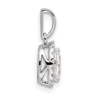 14K White Gold 0.10 Carat Lab Grown Diamond VS SI+ G+ and White Sapphire April Birthstone Pendant view 2