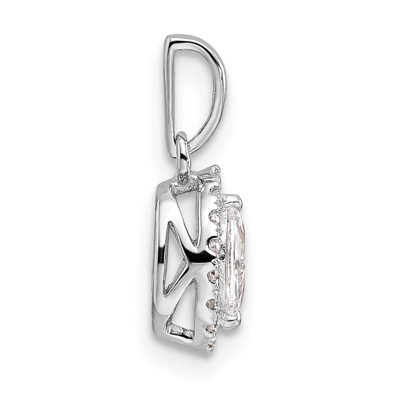 14k White Gold 1/10 carat Lab Grown Diamond VS/SI+ G+ and White Sapphire April Birthstone Pendant