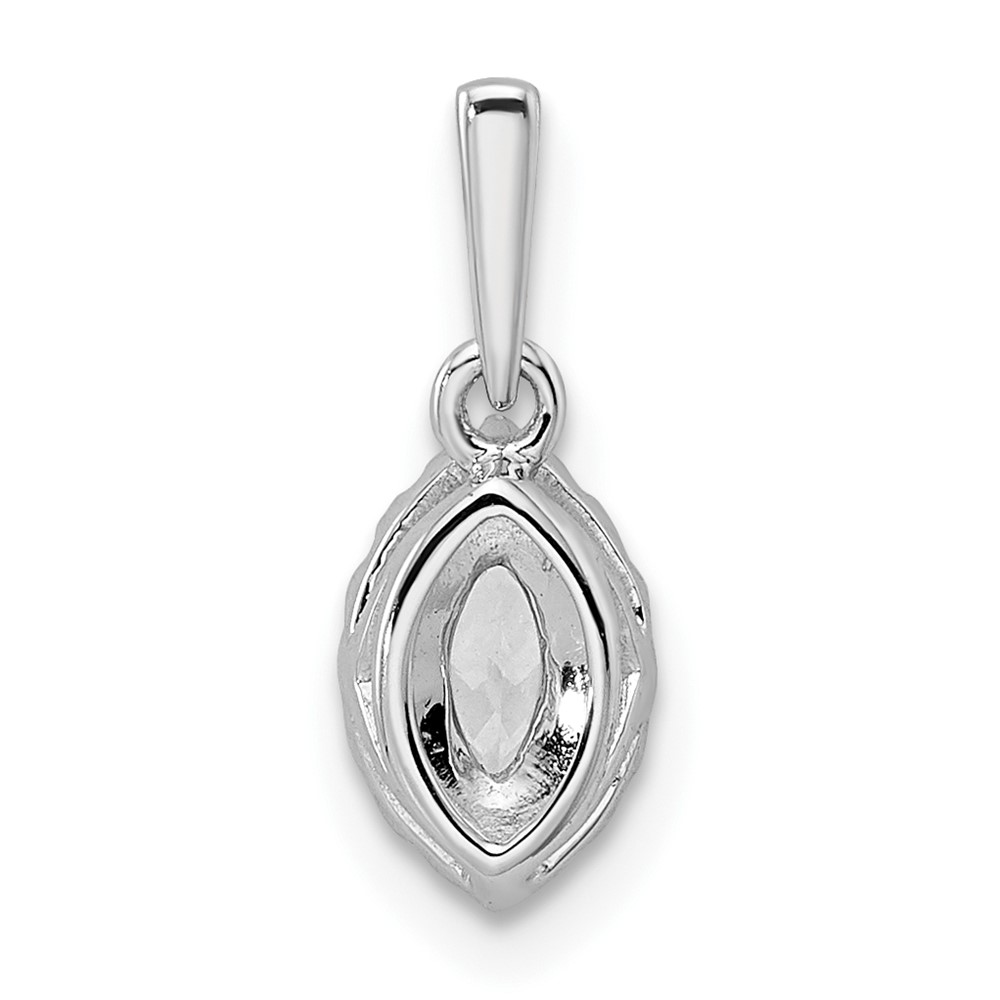 14k White Gold 1/10 carat Lab Grown Diamond VS/SI+ G+ and White Sapphire April Birthstone Pendant (PM9354-WS-010-WLG)