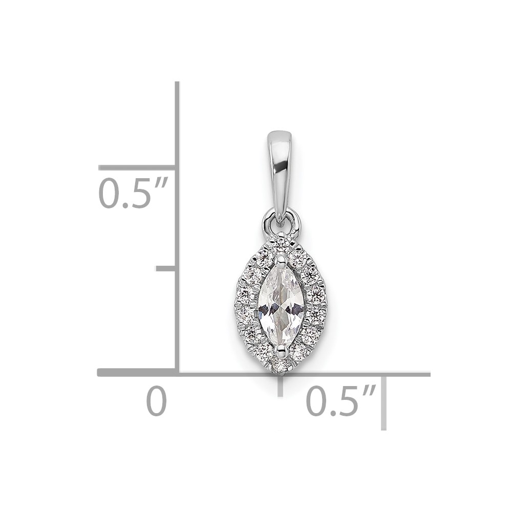 14k White Gold 1/10 carat Lab Grown Diamond VS/SI+ G+ and White Sapphire April Birthstone Pendant (PM9354-WS-010-WLG)