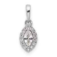 14K White Gold 0.10 Carat Lab Grown Diamond VS SI+ G+ and White Sapphire April Birthstone Pendant view 1