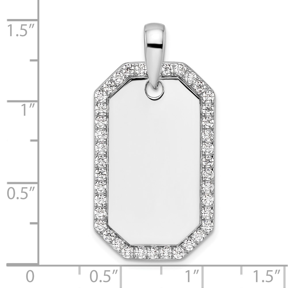 True Origin 14K White Gold Men's 1 carat Lab Grown Diamond VS D E F  Dog Tag Pendant (PM9368-100-WLD)
