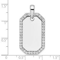 True Origin 14K White Gold Men's 1 Carat Lab Grown Diamond VS+ F+ Complete Dog Tag Pendant view 4