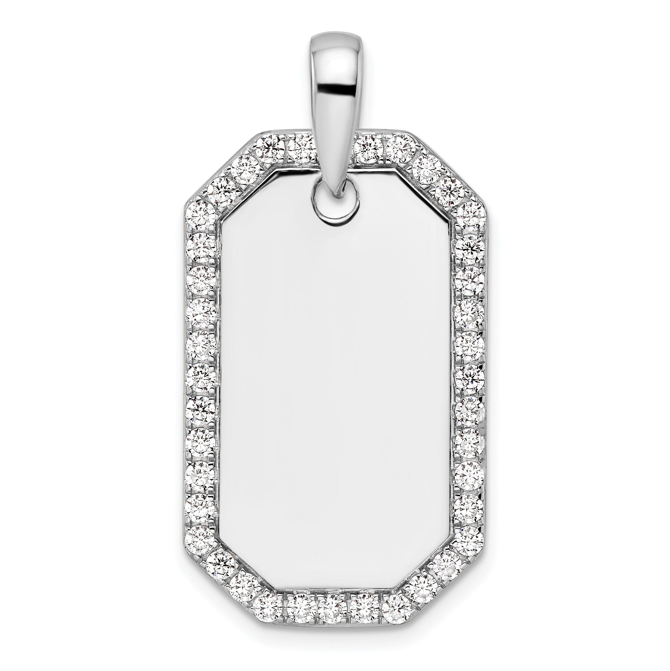True Origin 14K White Gold Men's 1 carat Lab Grown Diamond VS D E F  Dog Tag Pendant (PM9368-100-WLD)