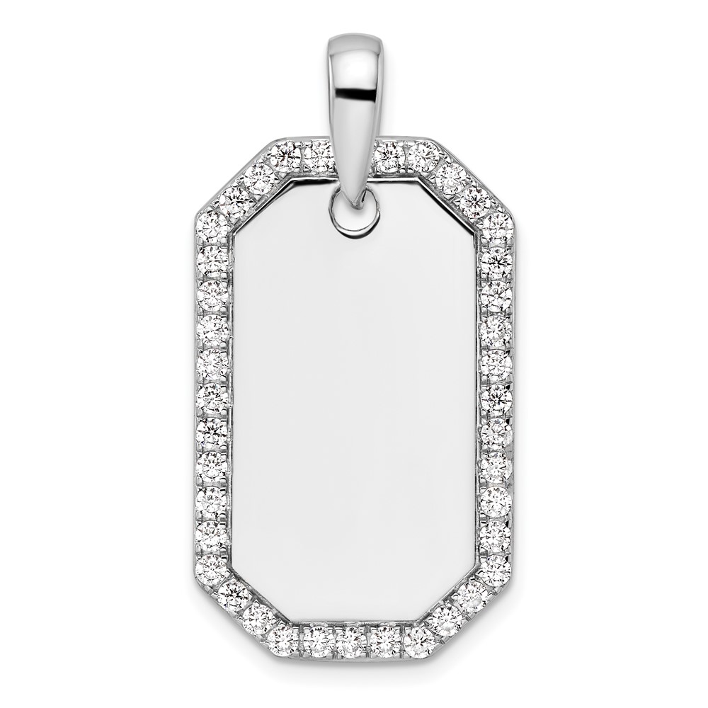 True Origin 14K White Gold Men's 1 carat Lab Grown Diamond VS D E F  Dog Tag Pendant (PM9368-100-WLD)