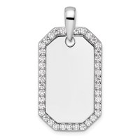 True Origin 14K White Gold Men's 1 Carat Lab Grown Diamond VS+ F+ Complete Dog Tag Pendant view 1